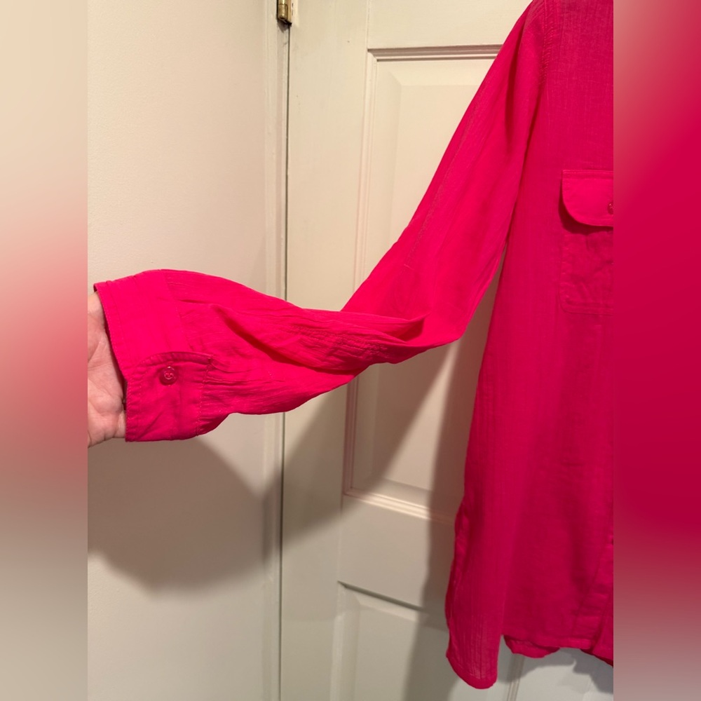Ralph Lauren NWT Size XL Bright Pink Long Adjustable Sleeve Beach Cover-up - Picture 2 of 11